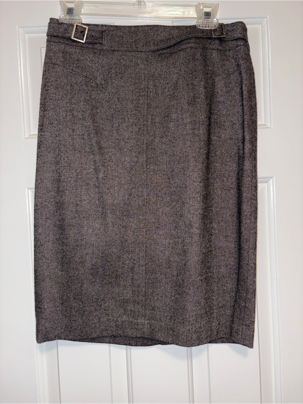 Ann Taylor faux belted Wool Blend Pencil Skirt - Gray